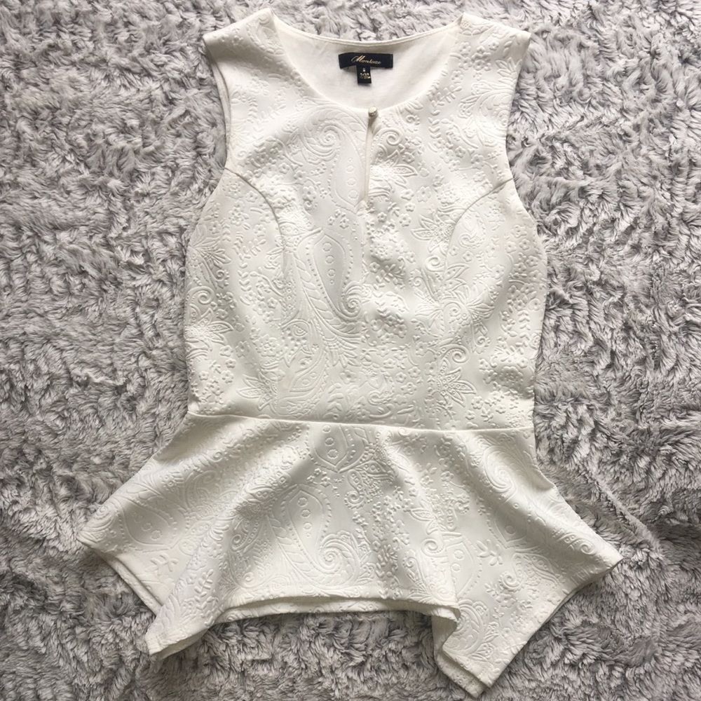 Monteau White Peplum Top
